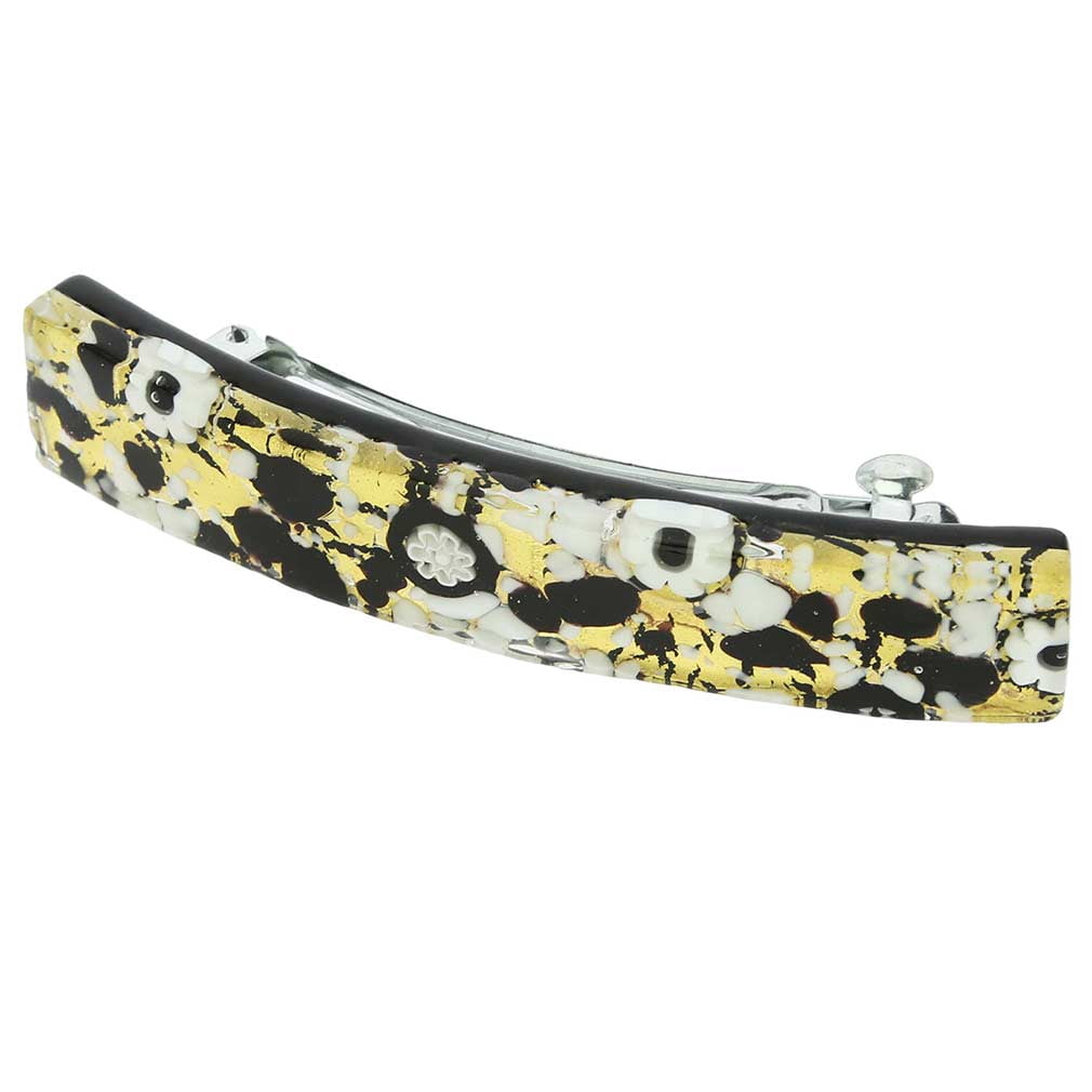 GlassOfVenice Murano Glass Venetian Reflections Hair Clip - Black Gold