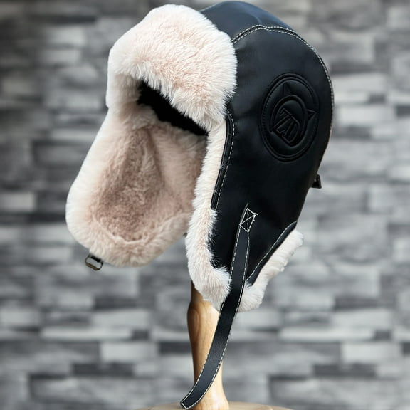 Opolski Winter Women Bomber Hat Plush Lining Solid Color Ear Fluffy Windproof Letter Embroidery Earflap Hat for Outdoor Pink