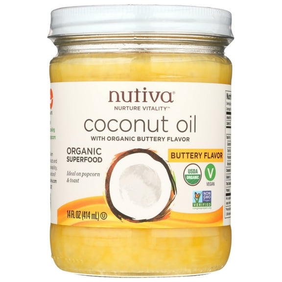 Nutiva Nurture Vitality Buttery Flavor Organic Coconut Oil, 14 fl oz Pack Of 6