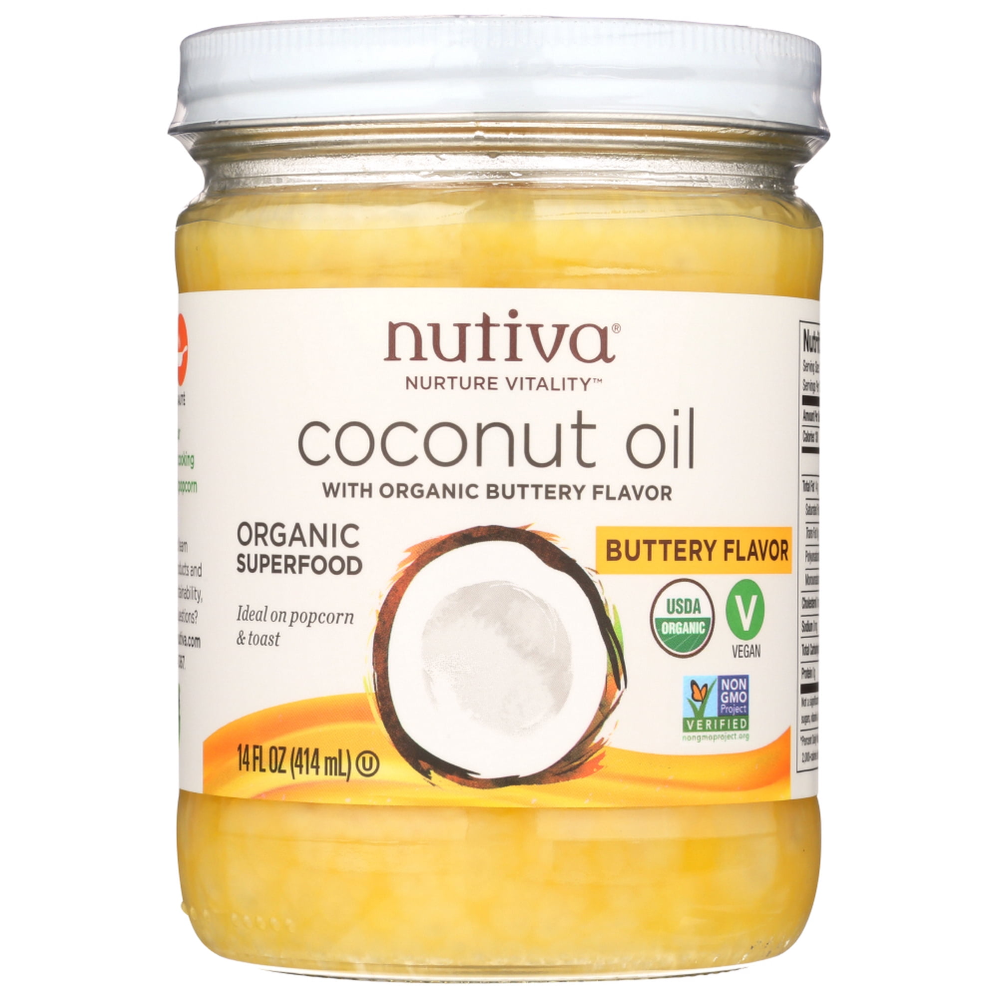 Nutiva Nurture Vitality Buttery Flavor Organic Coconut Oil, 14 fl oz Pack Of 6