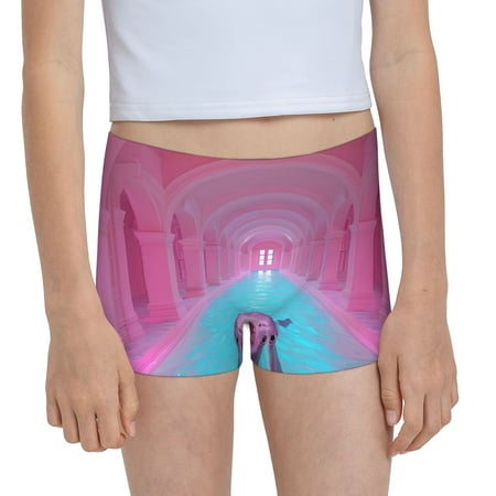 Pofeuu Pink Shark Pool Fantasy Print Soft Cotton Girls Boyshort panties Toddler Underwear-Small