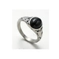 thumbnail image 2 of PAMTIER Men's Stainless Steel Personality Vintage Punk Oval Cut Black Gemstone Biker Ring Cool Honeycomb Pattern Carved Wedding Band Silver Size 8, 2 of 6