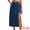 Dark Blue, variant on Women's Long Denim Spring Slit Midi Jean Skirts Large Dark Blue