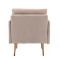 thumbnail image 5 of Velvet Accent Chair, Tufted Fabric Upholstered Sofa Chair with Armrest Design and Padded Cusion, Leisure Single Sofa Vintage Chair with Rose Golden Tapered Feet, Beige, 5 of 7