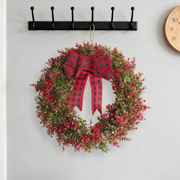 KUNPENG Christmas Wreath Outdoor Use 15.75" All-Weather Xmas Wreath for Front Door Indoor Holiday Season Decor