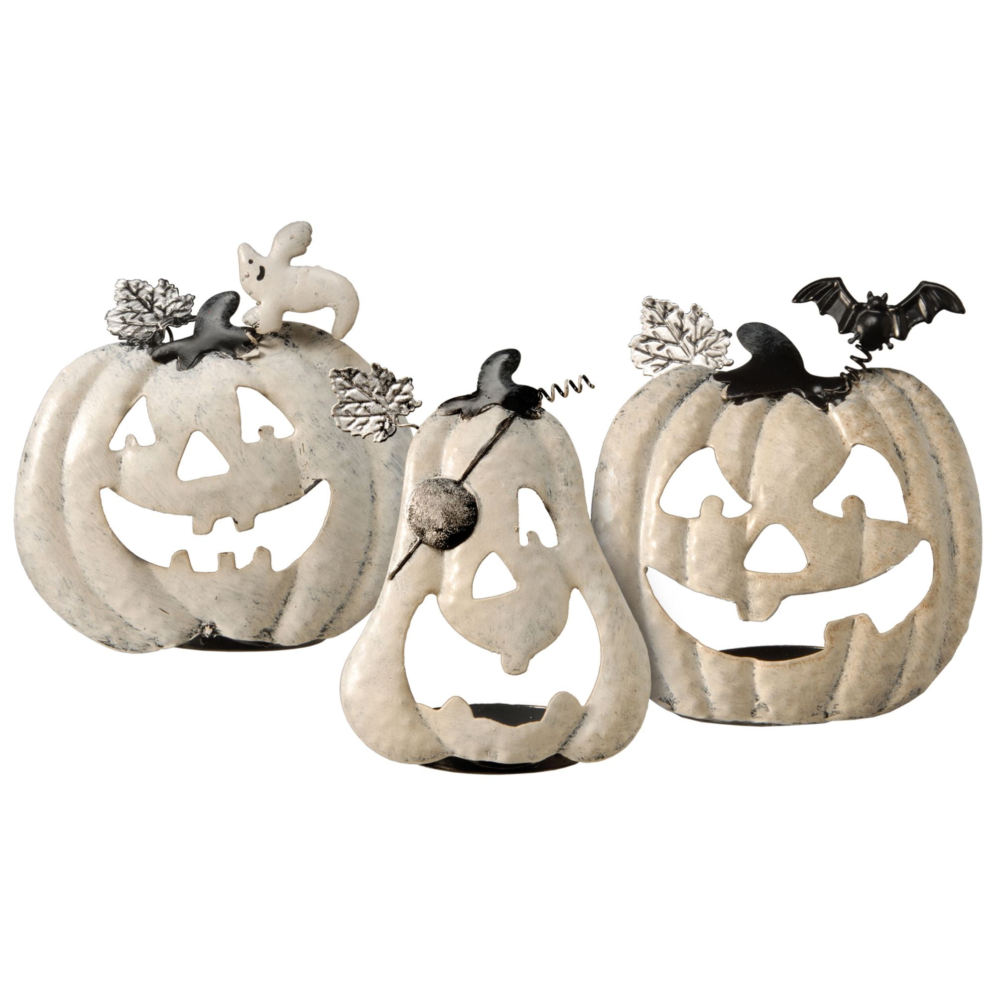 Free Shipping  - Personalized Fall Pumpkin Metal Tea Light Candle Holder Tea Light Candles INCLUDED 4 L.E.D