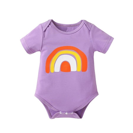 

Baby Girls Bodysuits Boyhortleeve Rainbow Print Romper Bodysuit Outfits