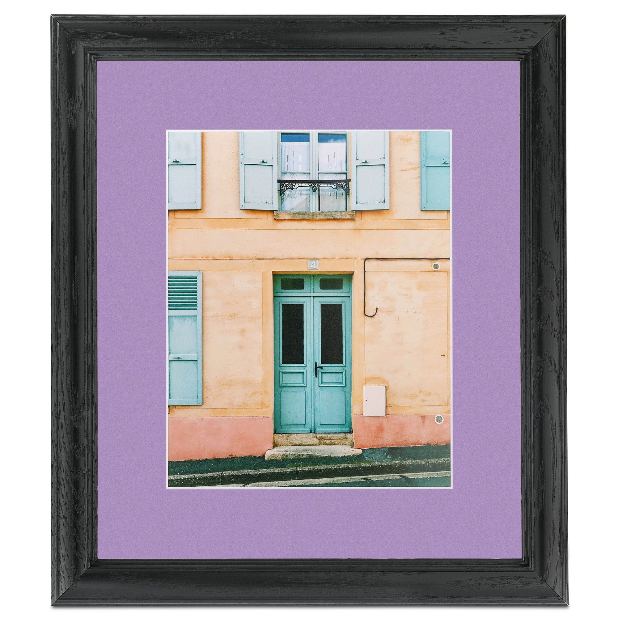 ArtToFrames 22x28" Matted Picture Frame with 18x24" Single Mat Photo Opening Framed in 1.25" Black Stain on Solid Red Oak and 2" Lavender Mist Mat (FWM-4083-22x28)