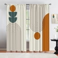 thumbnail image 3 of Leisure Minimalism Blackout Curtains, Geometric Medieval Patterns Dining Room Kitchen Rod Pocket Curtains, Room Darkening Curtains Cold and Warm Insulation for Living Room Bedroom-W42xL63in, 3 of 6