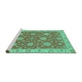 thumbnail image 2 of Ahgly Company Machine Washable Indoor Rectangle Oriental Turquoise Blue Traditional Area Rugs, 6' x 9', 2 of 4