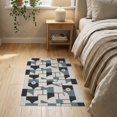 thumbnail image 3 of ODIKA 2'x3' Blue Gray Modern Geometric Abstract Puzzle Washable Throw Rug Interlocking Architectural Blocks Mid Century Non-Slip, Low Profile, Flatwoven, Easy Care for Hallway, Study Room, 3 of 7