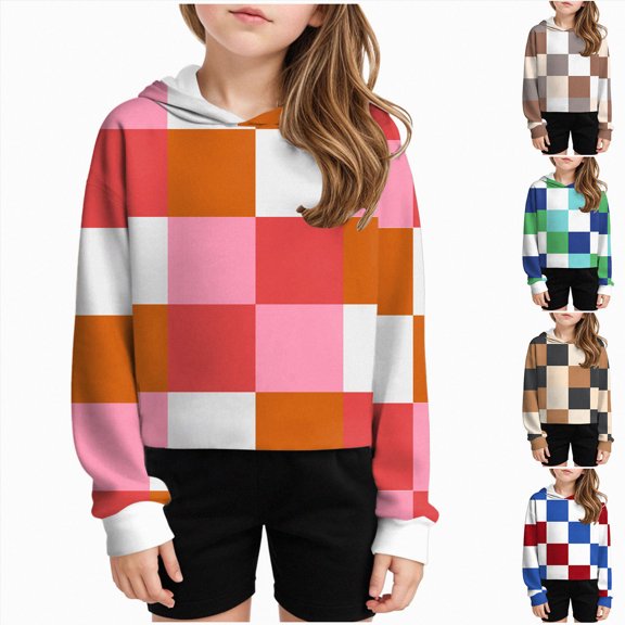 NLOMOCT Girls Long Sleeve Hooded Sweatshirt Graphic Hoodie Cute Pullovers Tops Cute Tween Sweatshirt for Kids Hoodies for Girls,Pink,5-6 Years