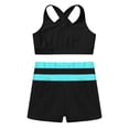 thumbnail image 3 of iEFiEL Kids Girls Athletic Outfit Tank Top with Bottoms Set for Ballet Dance Gym Workout Black&Blue Green 8, 3 of 7