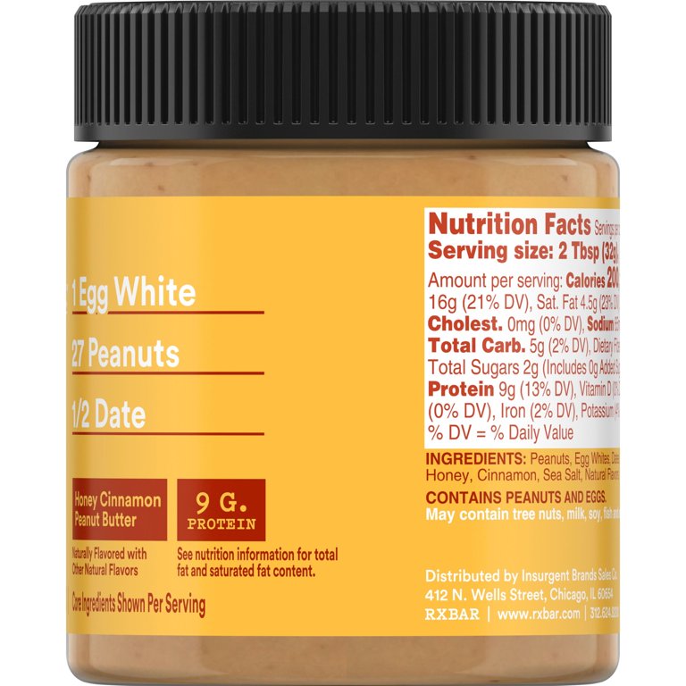 RX Nut Butter Healthy Benefit Honey Cinnamon Peanut Butter, Gluten 