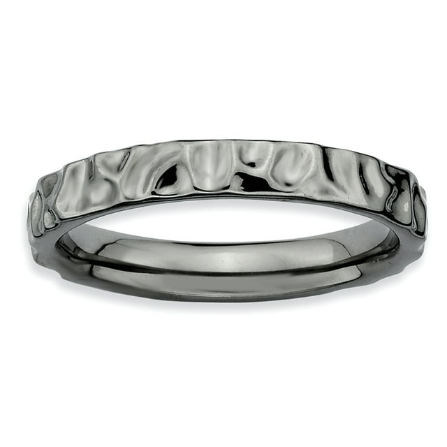 Bague Plaquée Noire en Argent Sterling Stackable Expressions Taille 10
