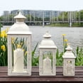 thumbnail image 6 of Set of 3 Decorative Candle Lantern 19''&13"&10" H Vintage Metal Candle Holder with Tempered Glass Perfect for Garden Yard Patio, 6 of 12