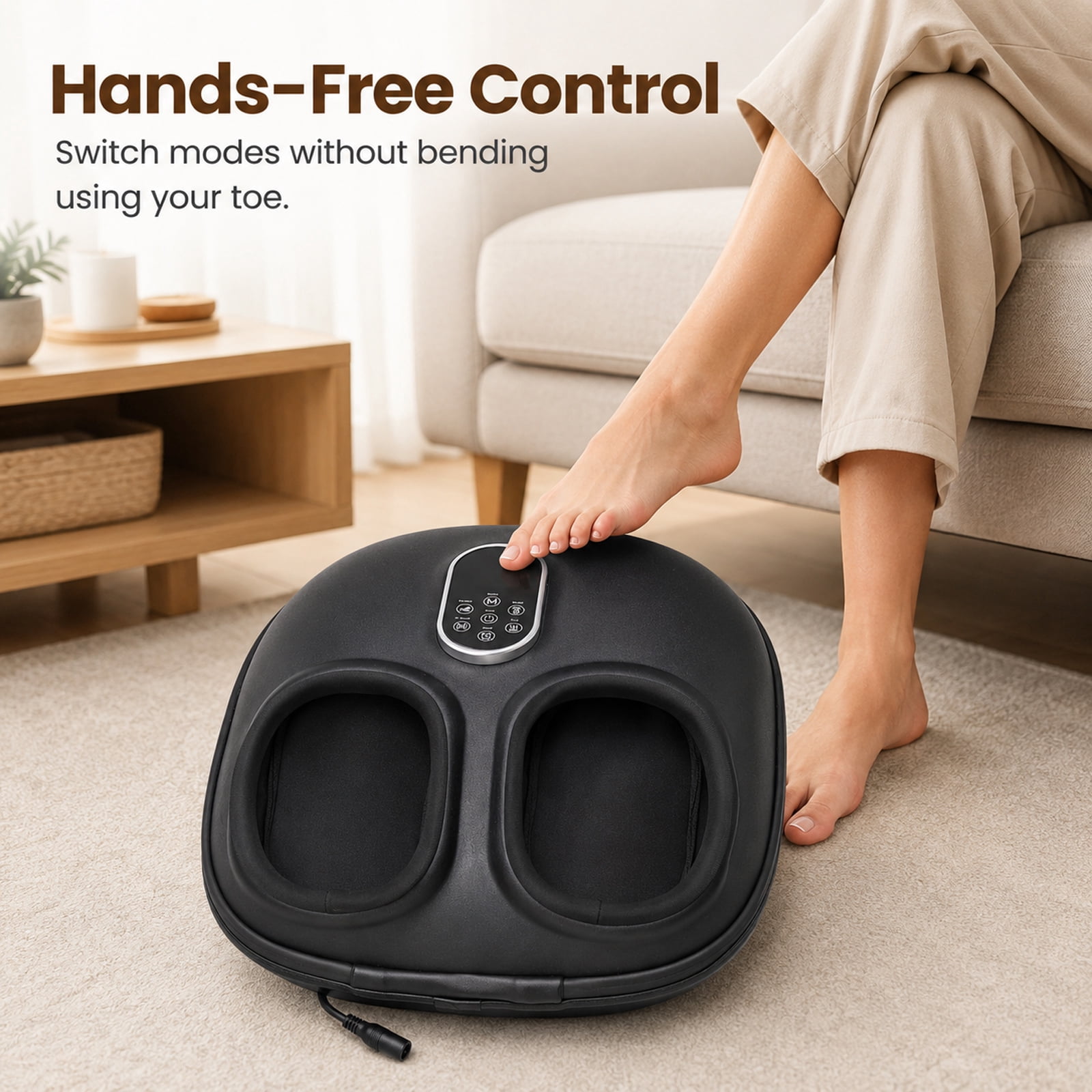 Alvantor Foot Massager with Heat Air Pressure Kneading Rollers, Foot Massagers for Delivers Pain Relief, Tired, Plantar Fasciitis, Black
