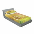 thumbnail image 3 of Ambesonne Watercolor Fitted Sheet & Pillow Sham Set, Dandelions Fawn Colors, Queen, Yellow Green, 3 of 3