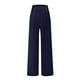 thumbnail image 4 of pantalones de pierna ancha de lino de algodón de verano para mujer pantalón palazzo suelto bolsillo cintura elástica botón pantalones casuales azul marino / 2xl, 4 of 4