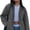 Gray, variant on EMMIOL Women's Vintage Washed Denim Jacket Oversized Zipper Front Contrast Collar Jean Jacket with Pockets Casual Y2K Streetwear