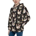thumbnail image 2 of Pofeuu Flowe Rooster Print Teenage Zipper Hoodie Sweatshirts Hooded Casual Jackets With Pocket For Boys Girls-Medium, 2 of 6