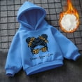 thumbnail image 2 of Little Girls Graphic Hoodie Long Sleeves Loose Fit Printed Casual Outerwear Top Sweatshirt Tops Size 7T , Blue, 2 of 8