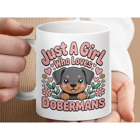 Doberman Dog Mug, Cute Puppy Lover Coffee Cup, Funny Dog Mom Gift Idea