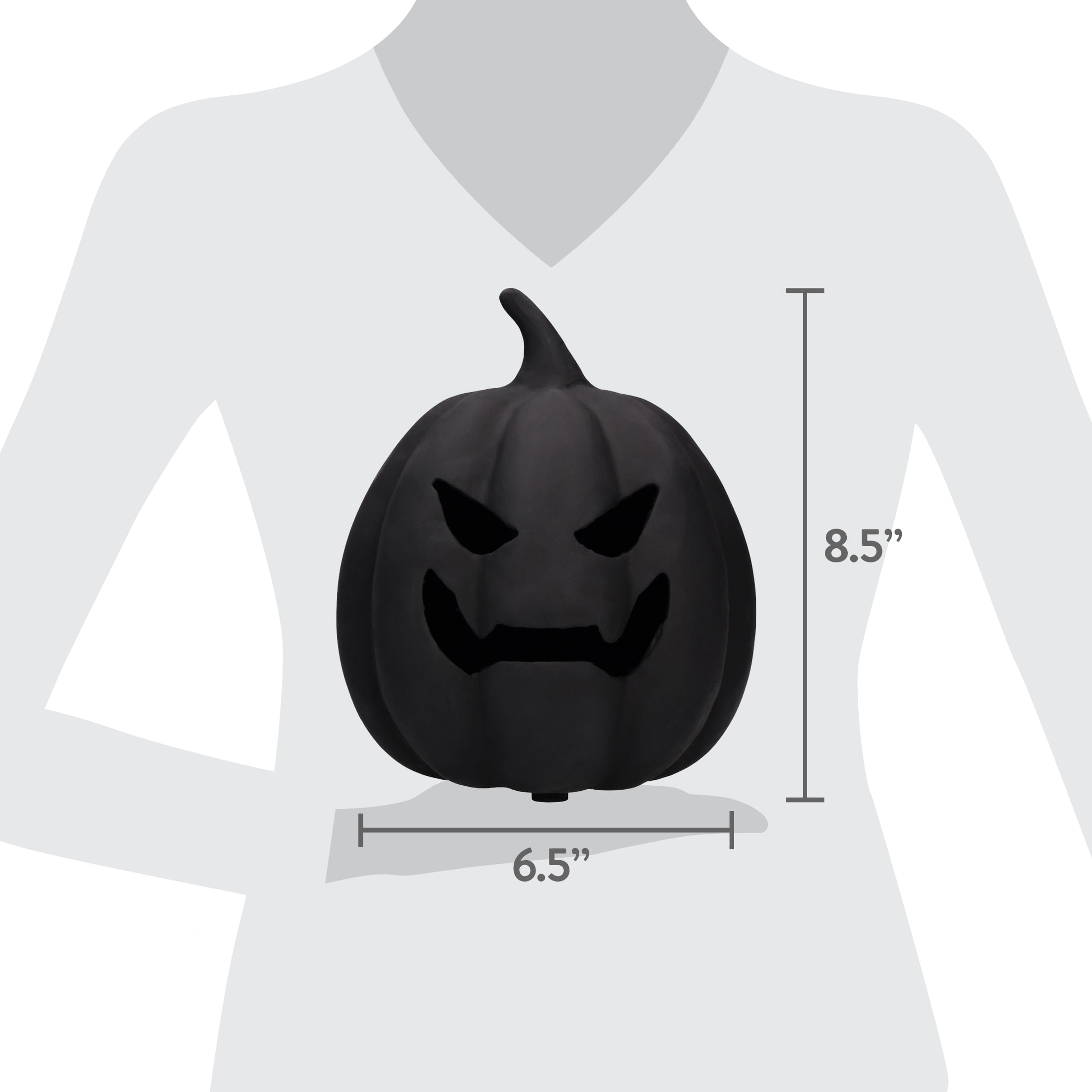 Paper Mache Jack-o'-Lantern Decoration, Black, 8.3", Halloween by Way To Celebrate