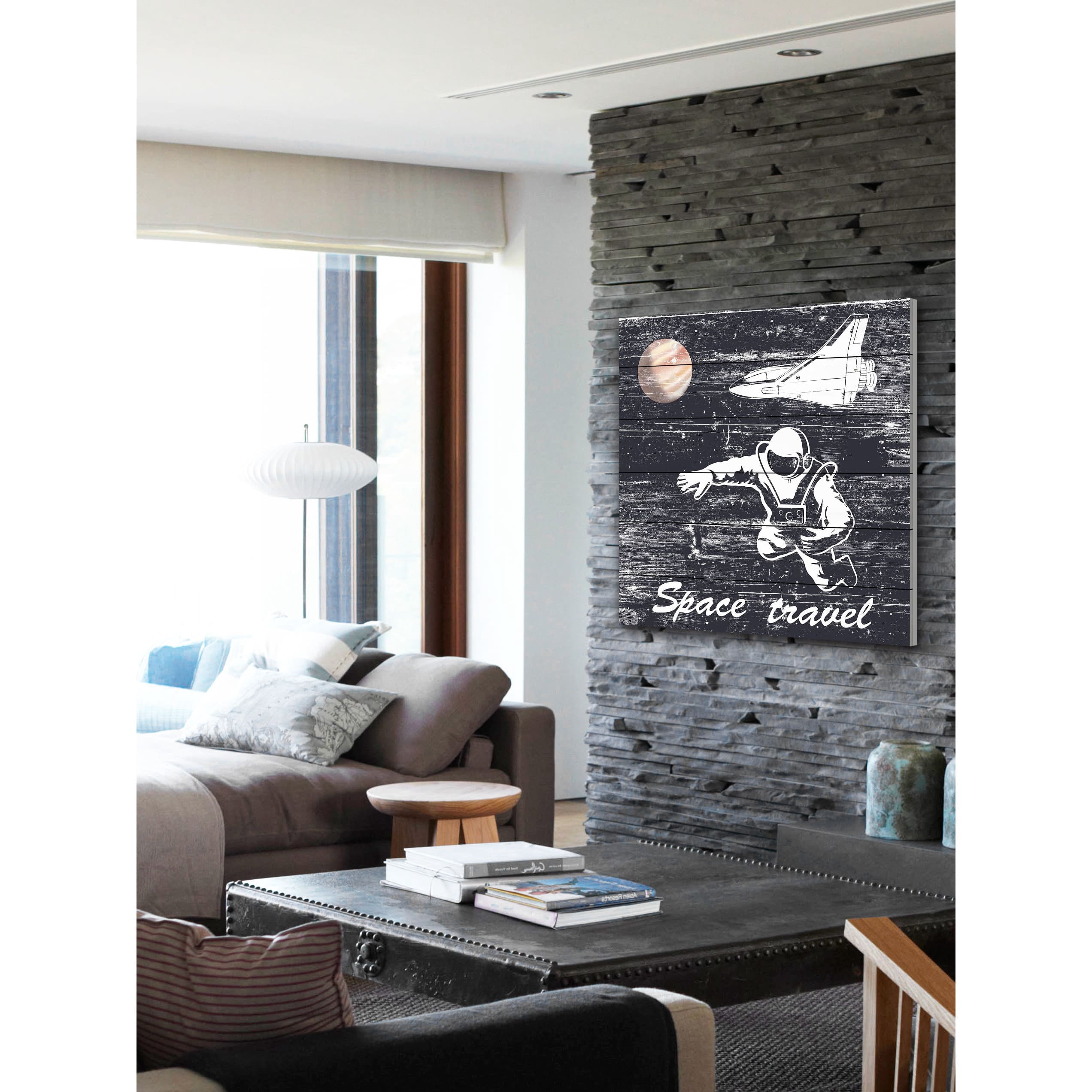 Space Travel I Painting Print on White Wood