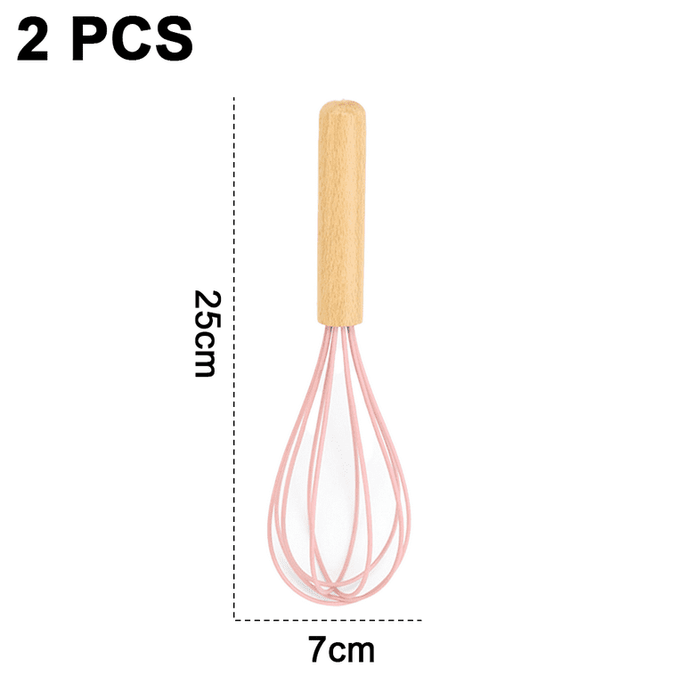 Ycolew Silicone Steel Wooden Handle Whisk - Home Kitchen Whisk Multi  Function Hand Whisk Non Stick Balloon Whisk Easy to Clean Suitable for Home
