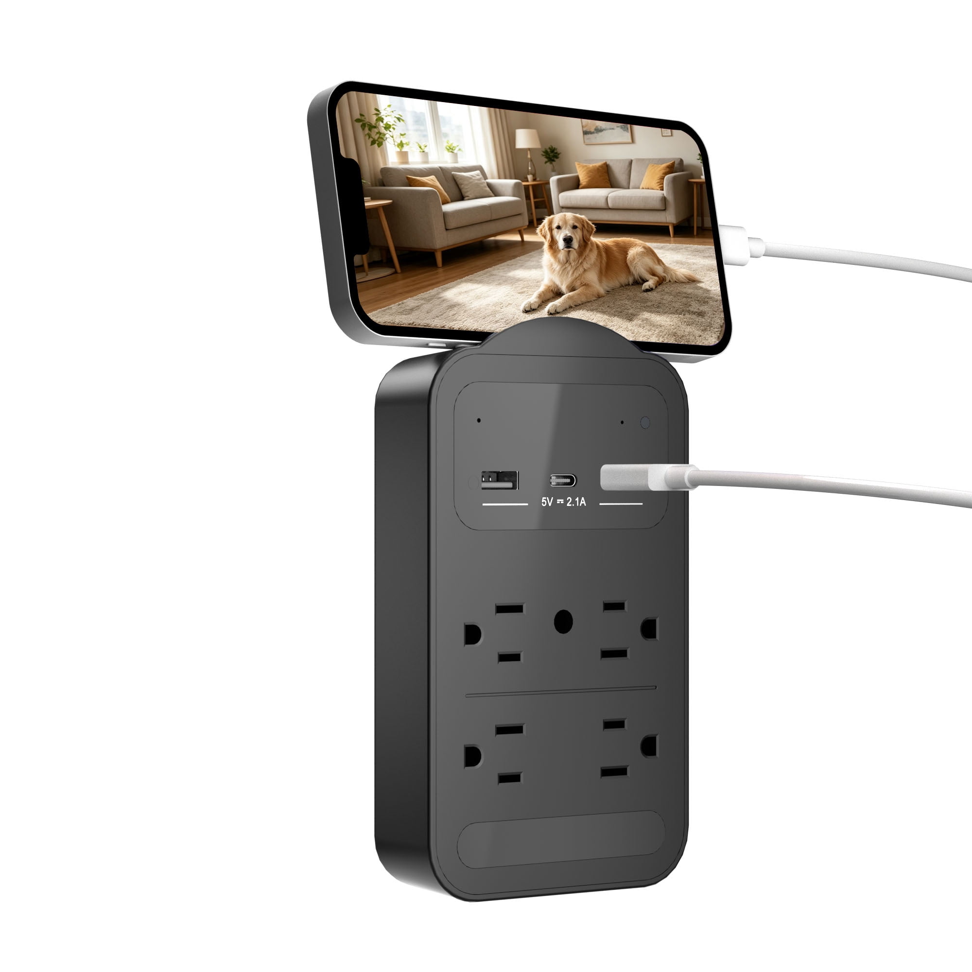 AX NANNY CAM 4K Wall Outlet Camera with Night Vision (Black)