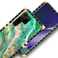 thumbnail image 4 of FKBRCL4U Compatible with Samsung Galaxy S23 Ultra Case, Green Gold Grain Marbled Fluid Luxury Golden Decoration for Girl Women Soft TPU Shockproof Protective Hard PC Back, 4 of 7