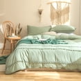 thumbnail image 2 of Move Over Sage Green Bedding Set Pom Poms Duvet Cover Set King Soft Washed Microfiber Three Layer Pom Poms Pattern No Filling, 2 of 8