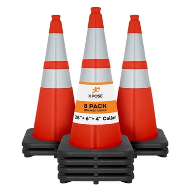 JBC Safety 28" Orange Traffic Cones With 3M Reflective Collars - 8 Cones Per Bundle (2850-7-MM)