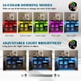 thumbnail image 3 of HNEBC 39.4" Modern LED Sideboard Buffet Cabinet with Charging Station, High Glossy Cupboard with Human Body Sensor Light, Bar Cabinet with Acrylic Panel for Living Room, Dining Room, Kitchen (Black), 3 of 9