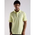 thumbnail image 5 of Men Solid Lemon Yellow Cotton Polo with Embroidered Logo and Collar Stand, 5 of 6