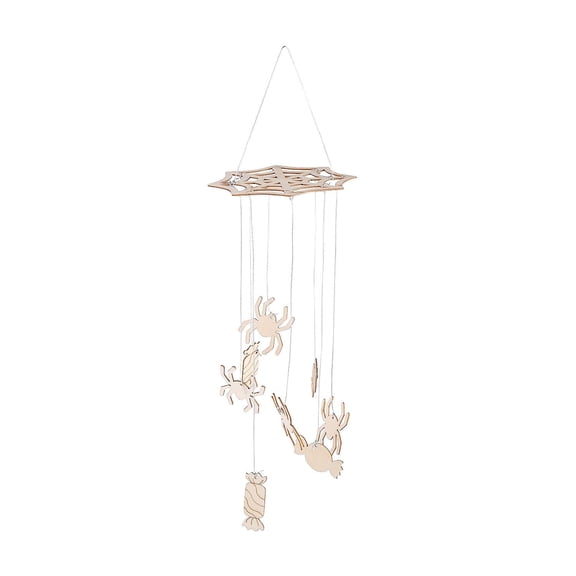 DIY Unfinished Wood Spider Web Mobile Halloween Decorations - 6 Pieces