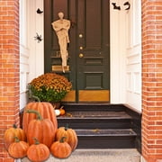7PCS Fake Pumpkins White Orange, Fall Artificial Pumpkins for Decoration Different Sizes, Halloween Thanksgiving Autumn Harvest DIY Foam Pumpkin Indoor Outdoor Home Decor