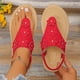 thumbnail image 2 of Sandalias Planas con Correas de Tobillo Floral Toe Post Espadrilles, Sandalias Planas de Mujer Toe Redondo Verano, 2 of 9