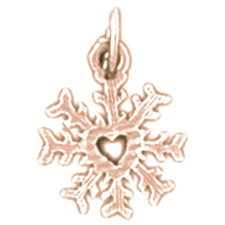 14K Rose Gold Snow Flake Pendant - 14 mm
