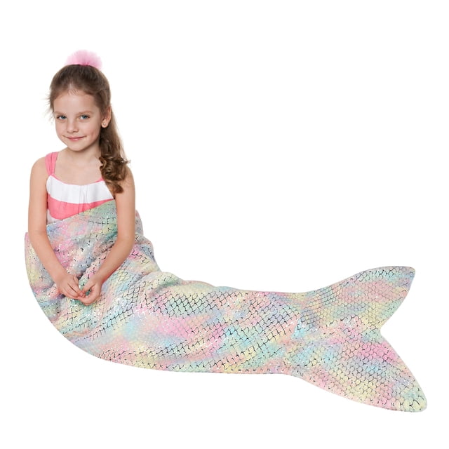 Manta con forma de sirena Catalonia para niños, suave, de felpa, para dormir
