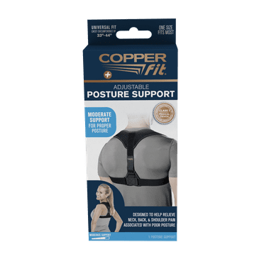 Copper Fit® Health Plus Posture Corrector Brace, Reduce Neck, Back and Shoulder Pain, Black