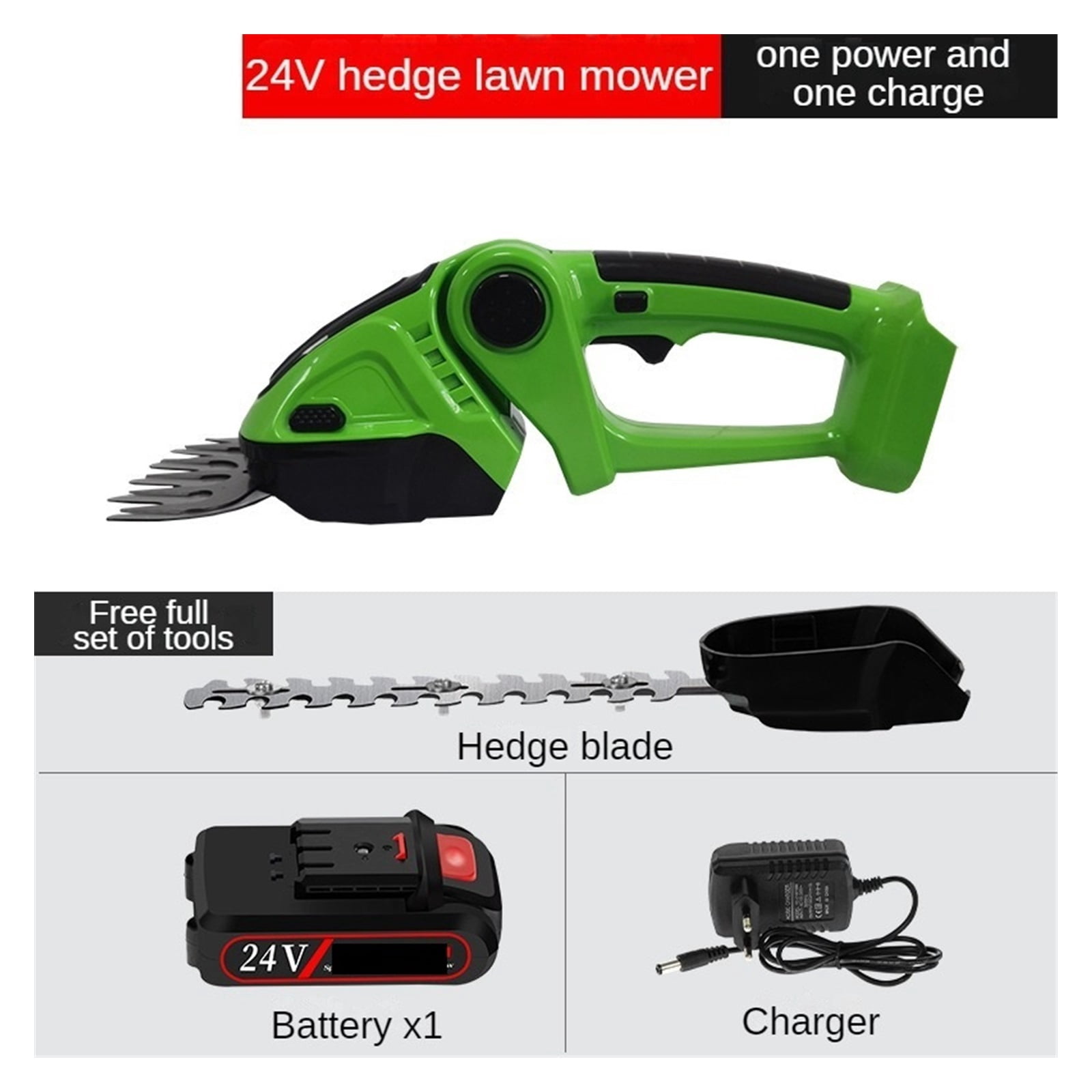 Garden Tools Electric Pruning, Grass Cutting Fence Cutting Rechargeable Pruning Green Belt Gardening Single Handed Hedge Trimmer ,2 IN 1 Trimmer & Edger
