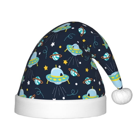 Rateoe Galaxy With Ufo Santa Hat Confortable Christmas Hat for Christmas Party Favors Fit for Kids