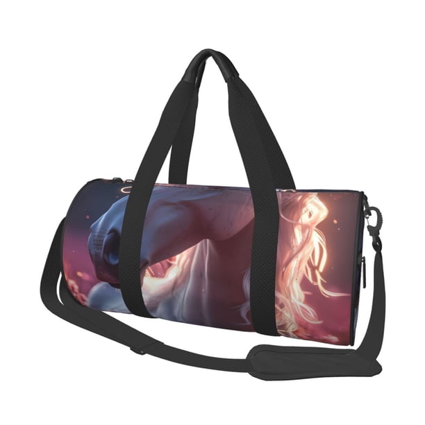 Easygdp Flower White Horse Bolsa de Viaje, Bolsa de Mano, Bolsa de Gimnasio, Bolsa de Equipaje para Viaje