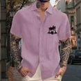 thumbnail image 2 of Yiaimeir Men's Vintage Button Down Bowling Shirts Short Sleeve Summer Beach Shirt，Size M-3XL, 2 of 4