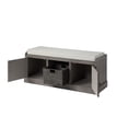 thumbnail image 3 of Veryke Rustic Wood Storage Bench with Storage Cabinets, Bedroom Entryway Storage Ottoman - Dark Gray, 3 of 7
