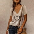thumbnail image 1 of CEHVOM Blouse Décontractée à Manches Courtes Col en V Imprimée Mode Été pour Femmes, 1 of 5