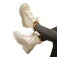 thumbnail image 5 of HTHLVMD Women Snow Boots, Warm Faux Fur Lined Boots, Women's Winter Snow Boots Lace Up Waterproof Warm Faux Fur Lined Booties Quilted Puffer Thick Sole Outdoor Walking Shoes, Beige 5.5, 5 of 6