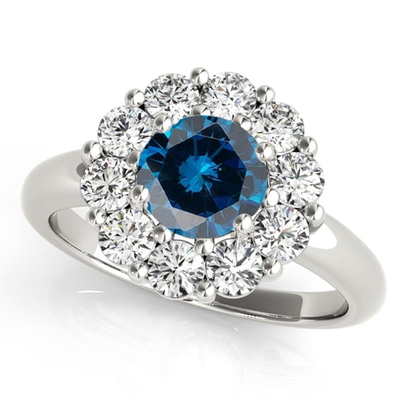Aonejewelry 2Ct. Halo Blue Diamond Engagement Wedding Ring In 10K Solid White Gold